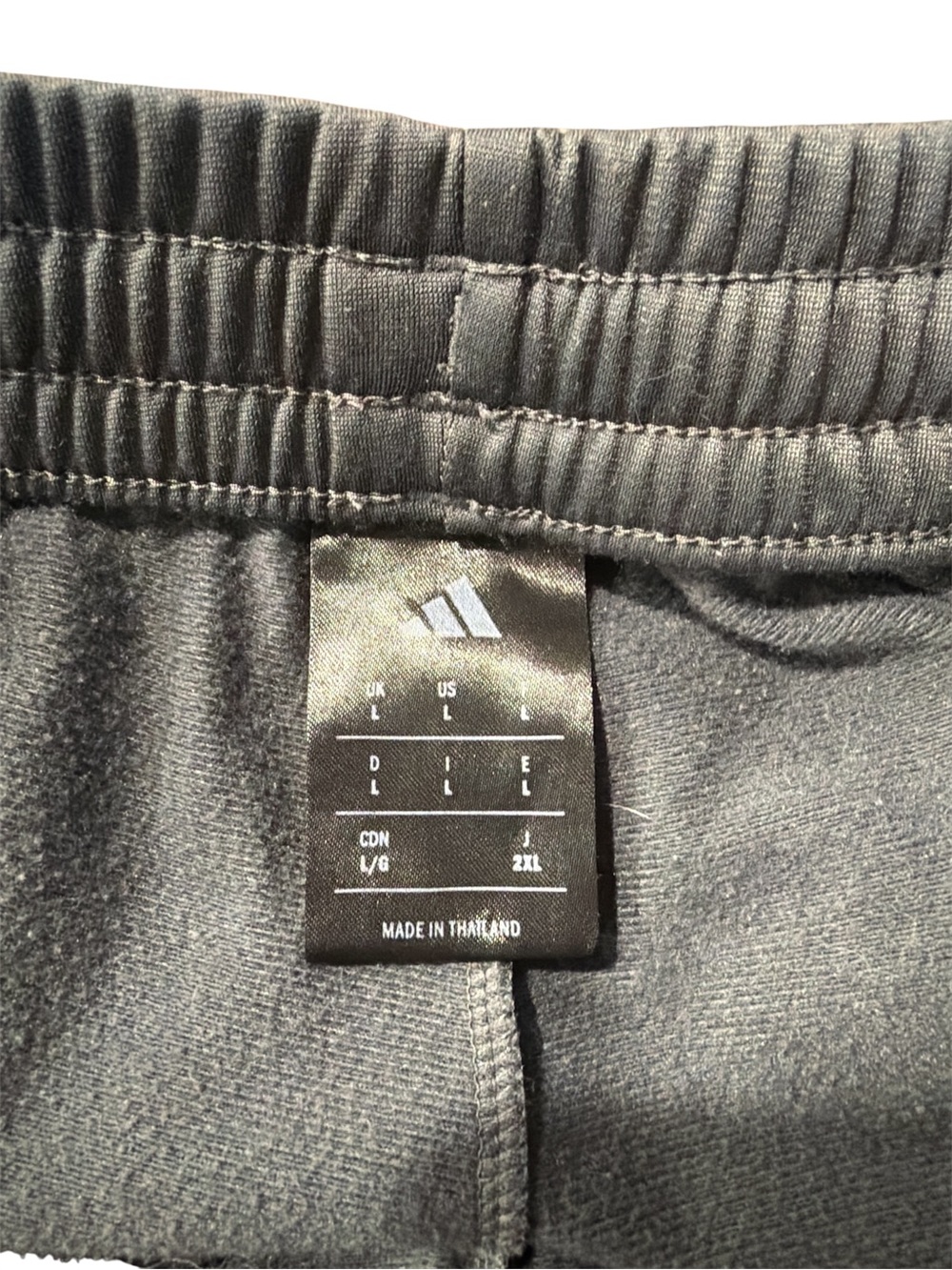 Adidas Grey 3-Stripe Athletic Shorts Drawstring Sz L - Picture 3 of 4